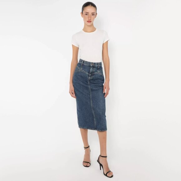 Celine Denim Midi Skirt, size 28. Fits like 27/28 - Picture 1 of 12